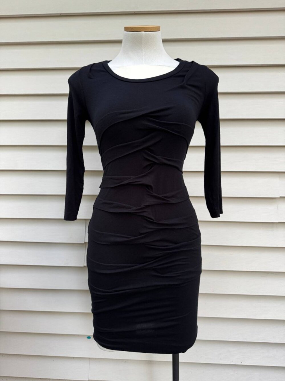 Nicole Miller Artelier Black Tidal Dress | 3/4 Sleeve | Style 006082